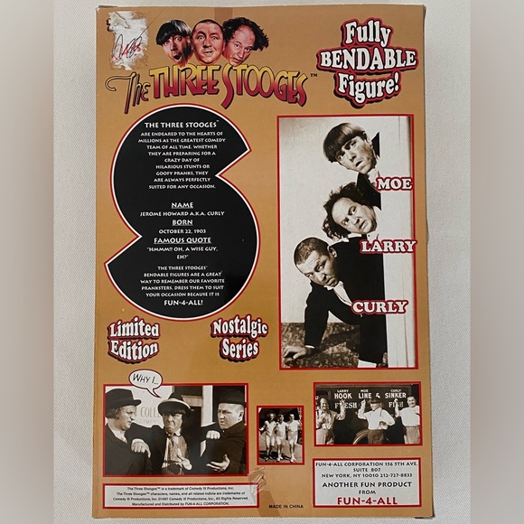 THE THREE STOOGES - CURLY HOWARD - FULLY BENDABLE FIGURE - NIB - Picture 2 of 2
